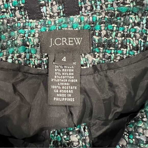 J. Crew Wool Blend Green Black Tweed Button Up Blazer Suit Jacket 4 - Picture 5 of 6